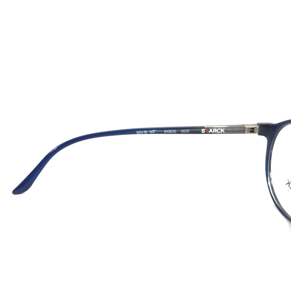 Starck Eyeglasses Frames SH3035 0020 Blue Round Full Rim 50-19-140